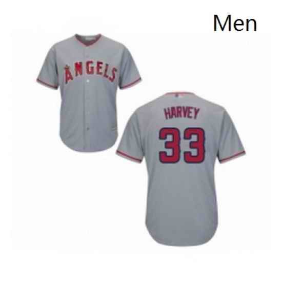 Mens Los Angeles Angels of Anaheim 33 Matt Harvey Replica Grey Road Cool Base Baseball Jersey